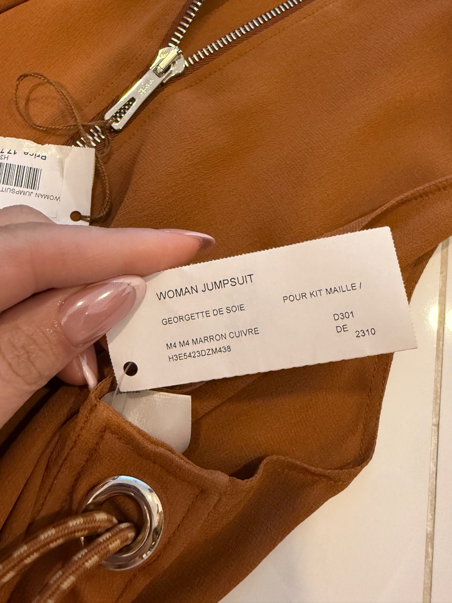 Hermes Hermès silk-georgette jumpsuit — Marron Cuivre photo 3