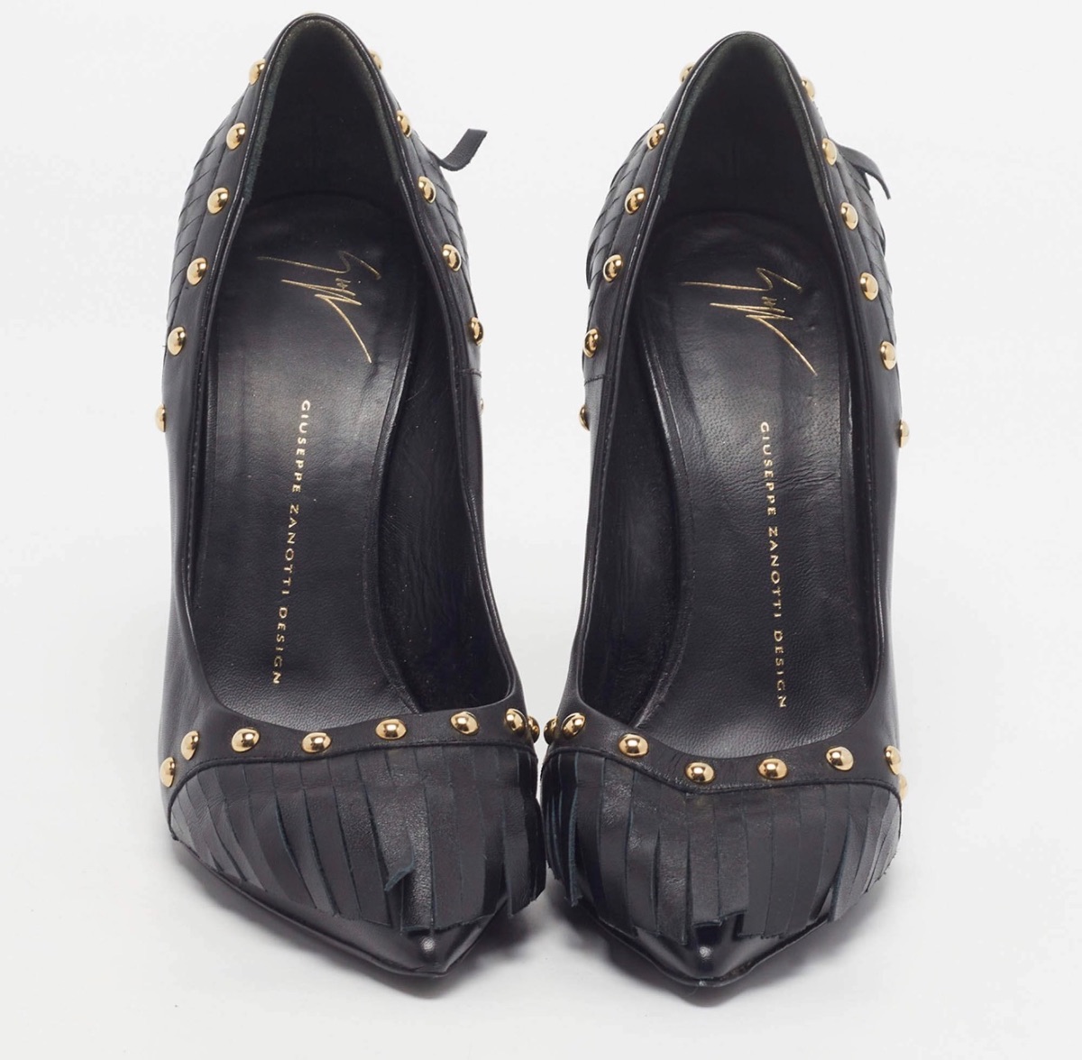 Giuseppe Zannotti Giuseppe Zanotti Black Leather Studded Fringe