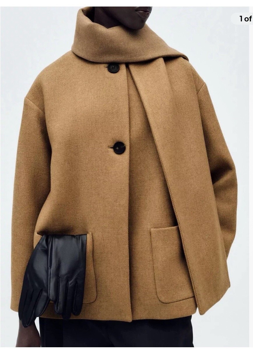 Zara Wool Blend Scarf Coat photo 3