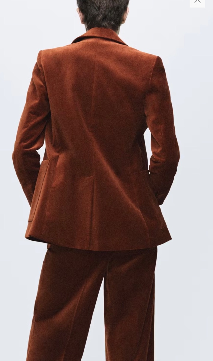 Mango Velvet Blazer Burnt Orange - Size S - NWT! photo 3