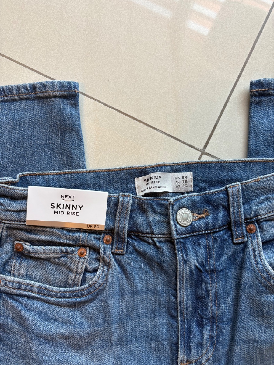 Next blue denim skinny mid rise jeans photo 3