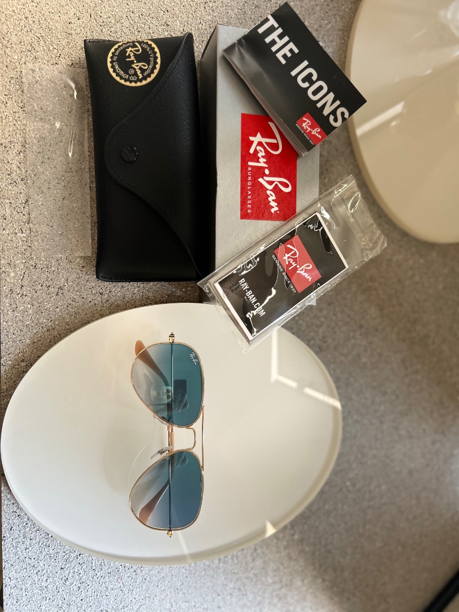 NEW: Ray-Ban Aviator sunglasses blue gradient and gold photo 2