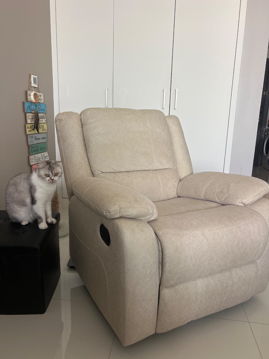 Home Centre Beige Recliner Armchair — Comfortable Single Seater photo 2
