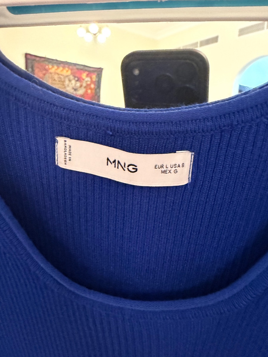 Mango Blue Knitted cotton dress