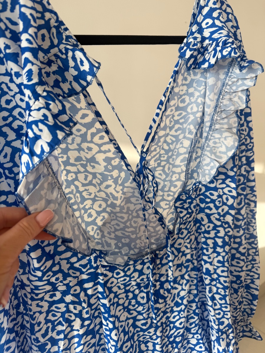 Double Crazy Size Large (12/14) blue animal print Low back dress photo 3