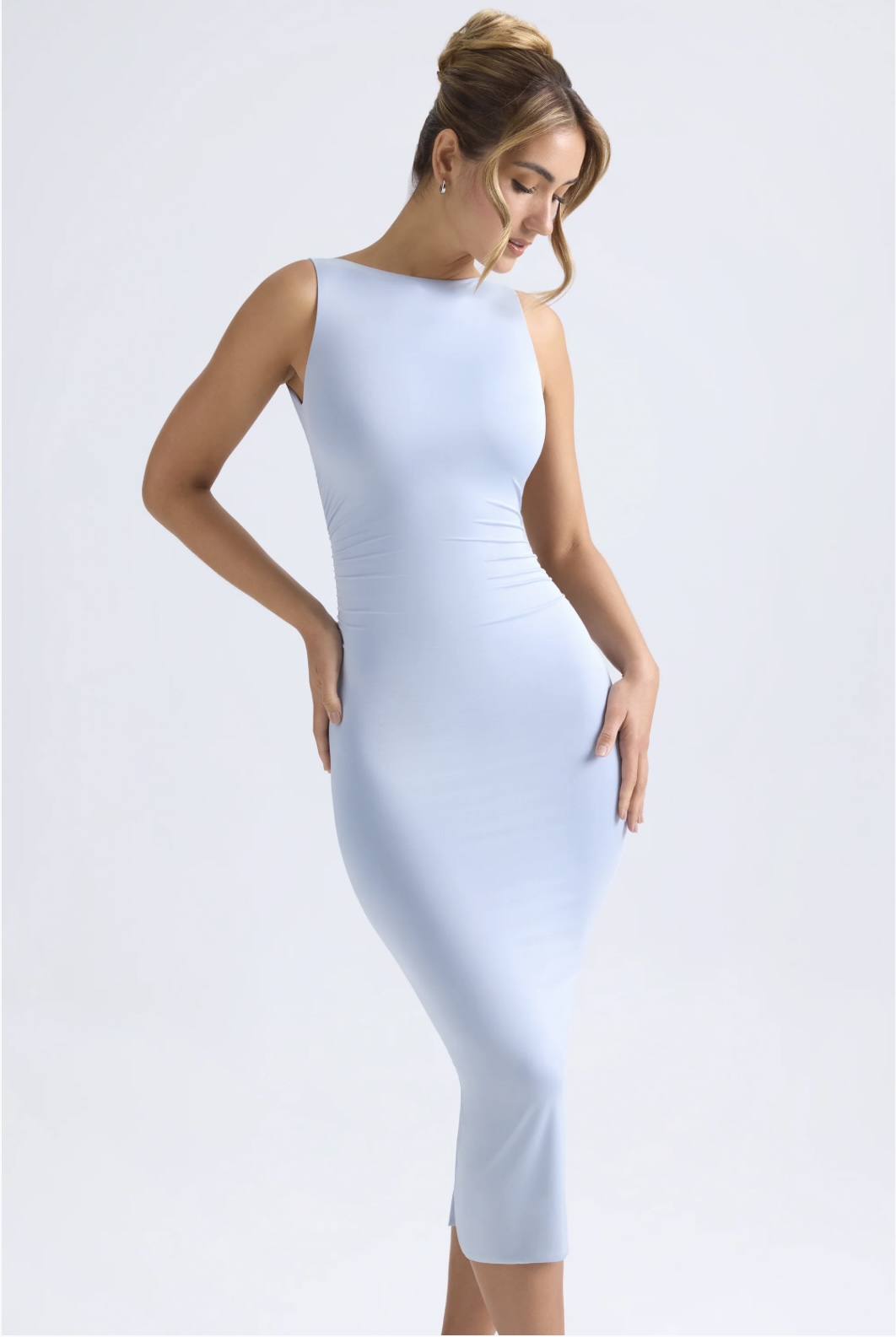 Oh Polly blue midaxi open back dress