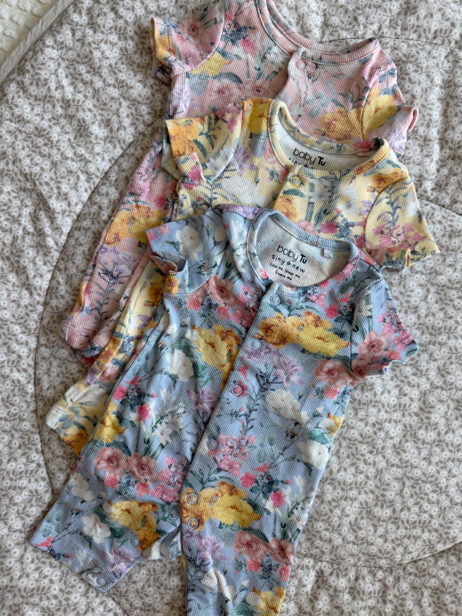Baby Tu 3 Floral newborn rompers photo 2