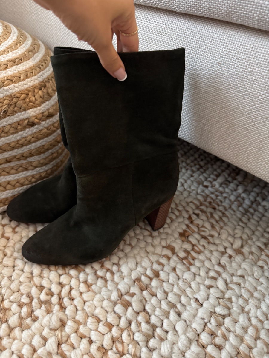 Neiman Marcus Olive Suede Boots - brand new and never worn - size 8.5 US - EU 39 - UK 6 photo 2