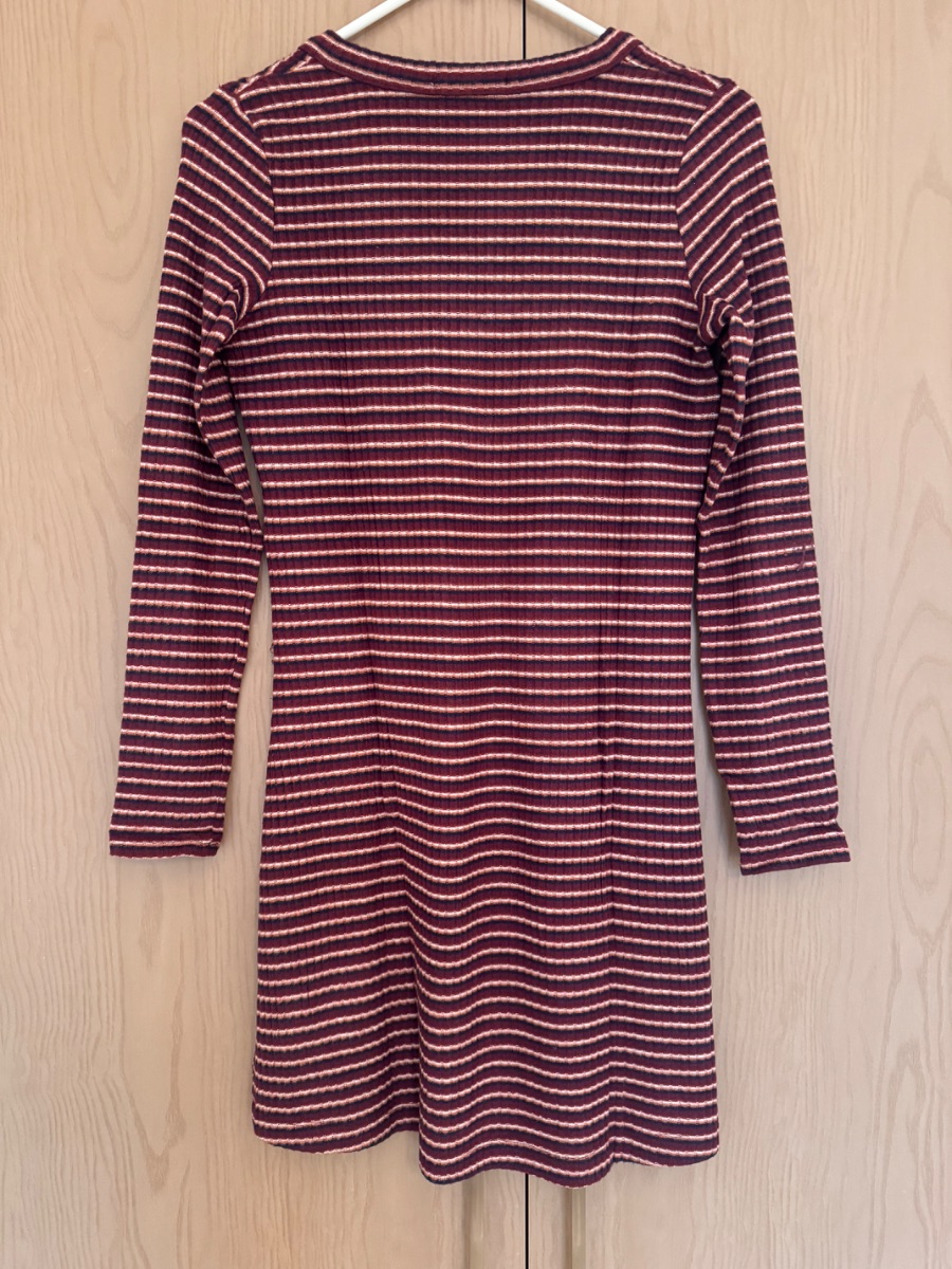 American Eagle striped long-sleeve knit dress photo 2