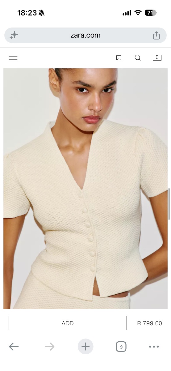 Zara Vneck Top in Ecru