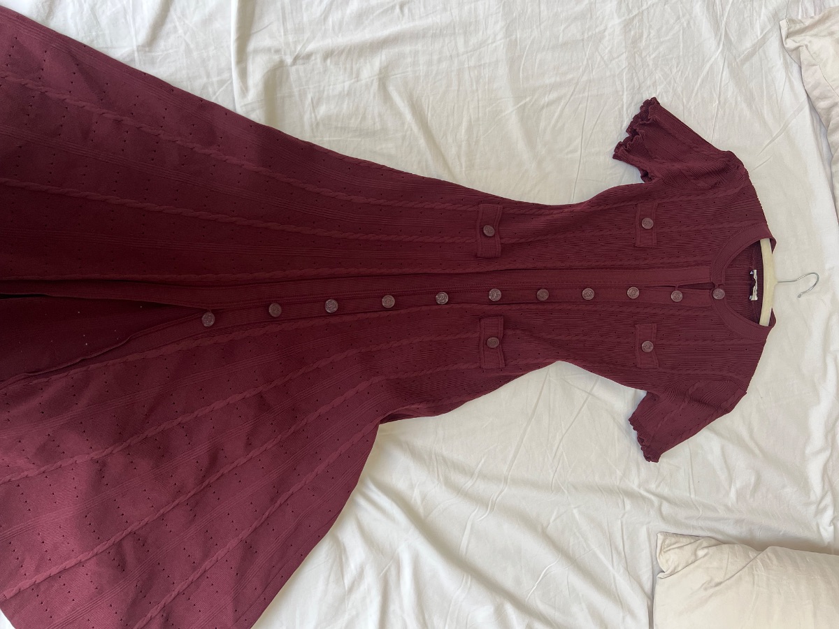 Sandro Burgundy Knitted Maxi Dress – Size 38 photo 2