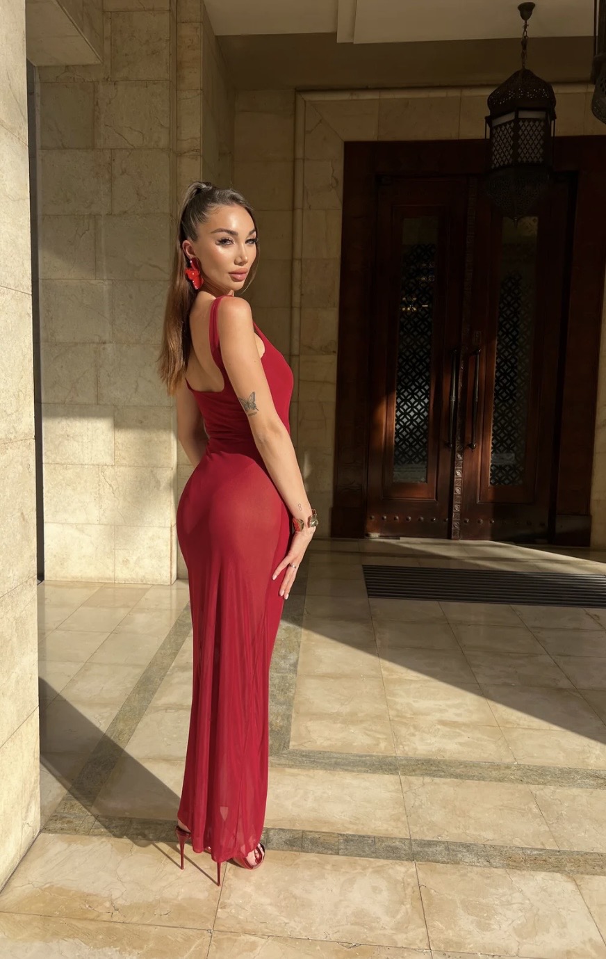 Love Lake Red Mesh Bottom Dress photo 2