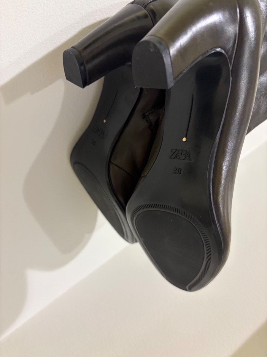 Zara New Vintage Green Leather Boots - Sz 38 photo 3