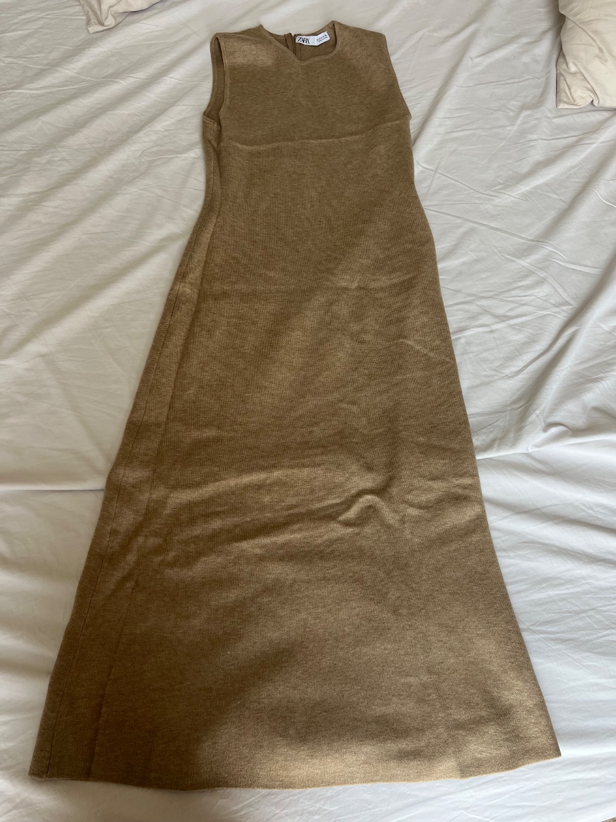 Zara Long Knit Dress – Camel – Size M photo 2