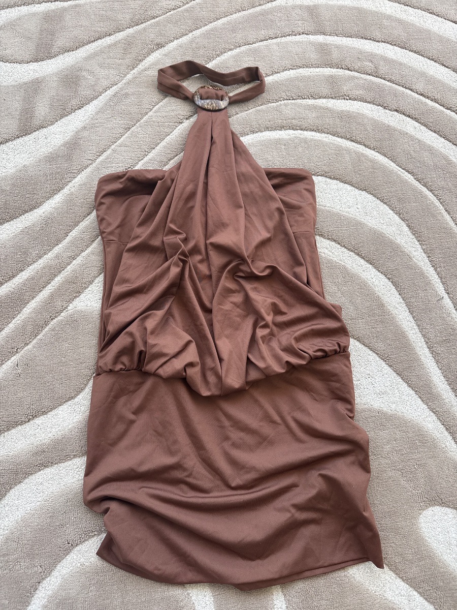 Shein Brown halter neck dress
