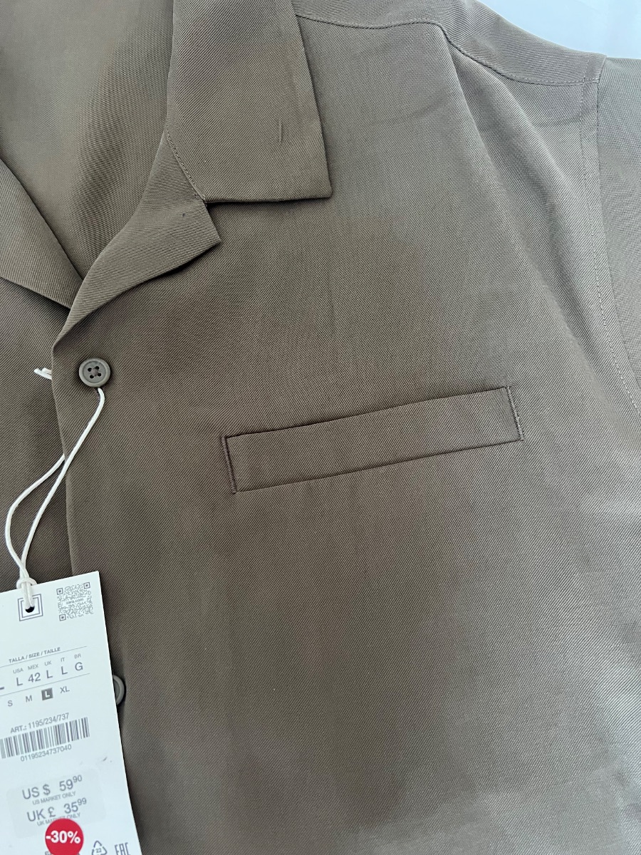 Zara Men’s Short Sleeve Shirt – Brown – Size L – New With Tags