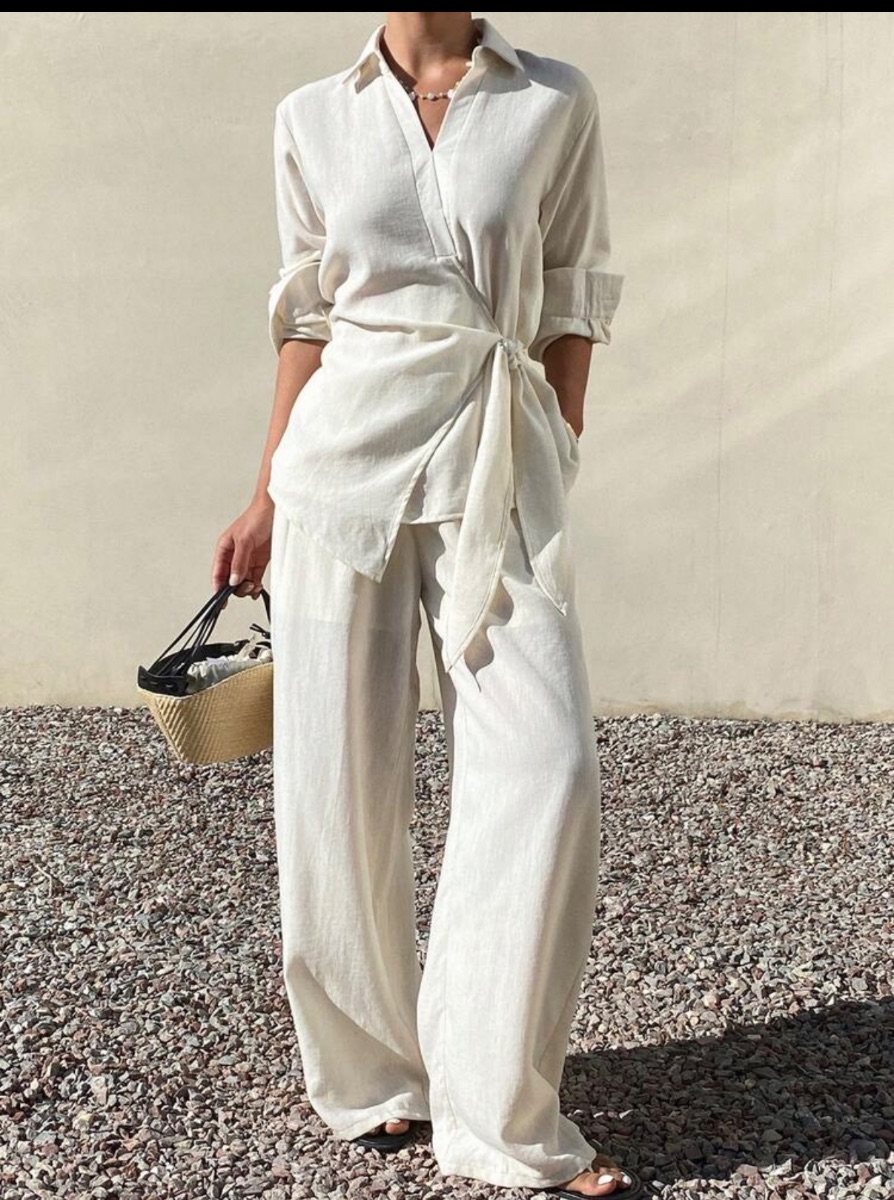 Shein Cream tie waist co-ord photo 2