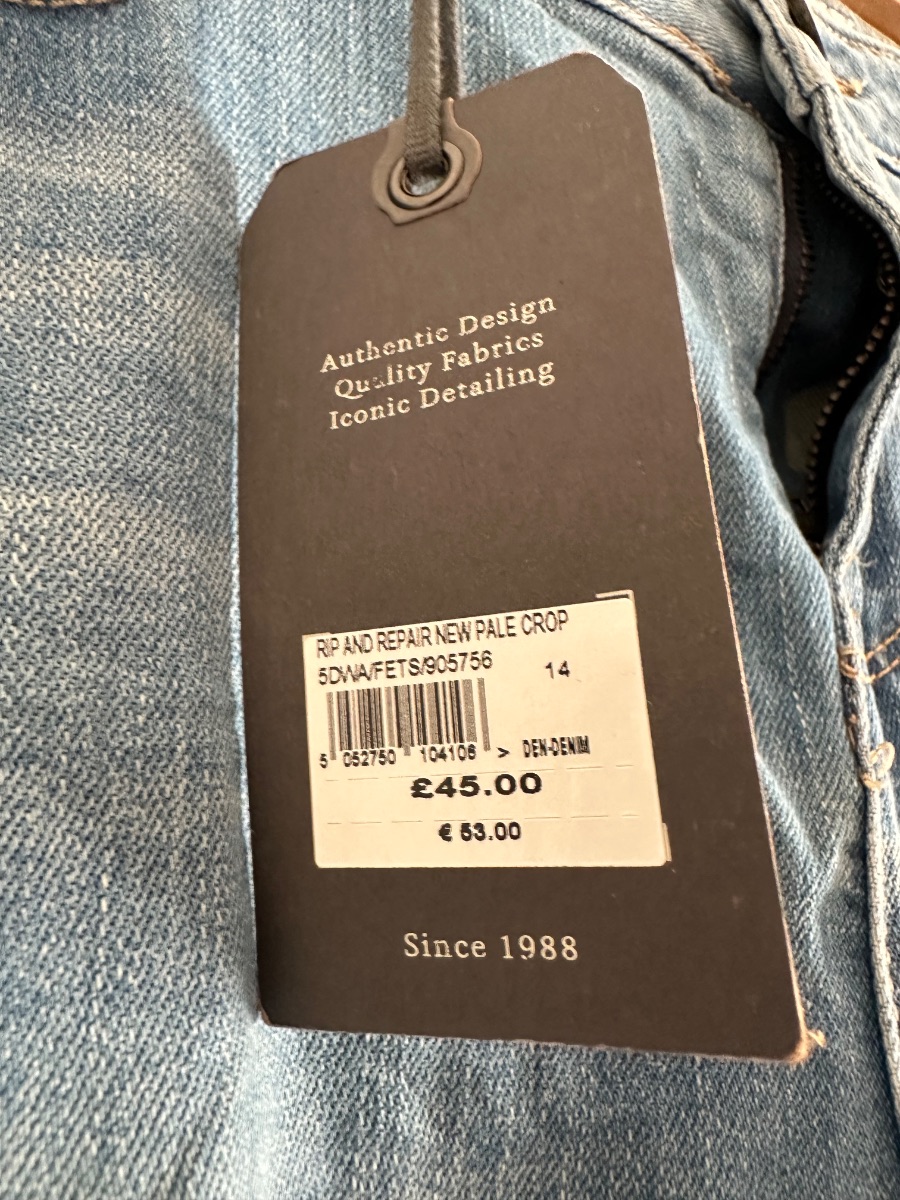 Fat Face RIP AND REPAIR NEW PALE CROP JEANS photo 2