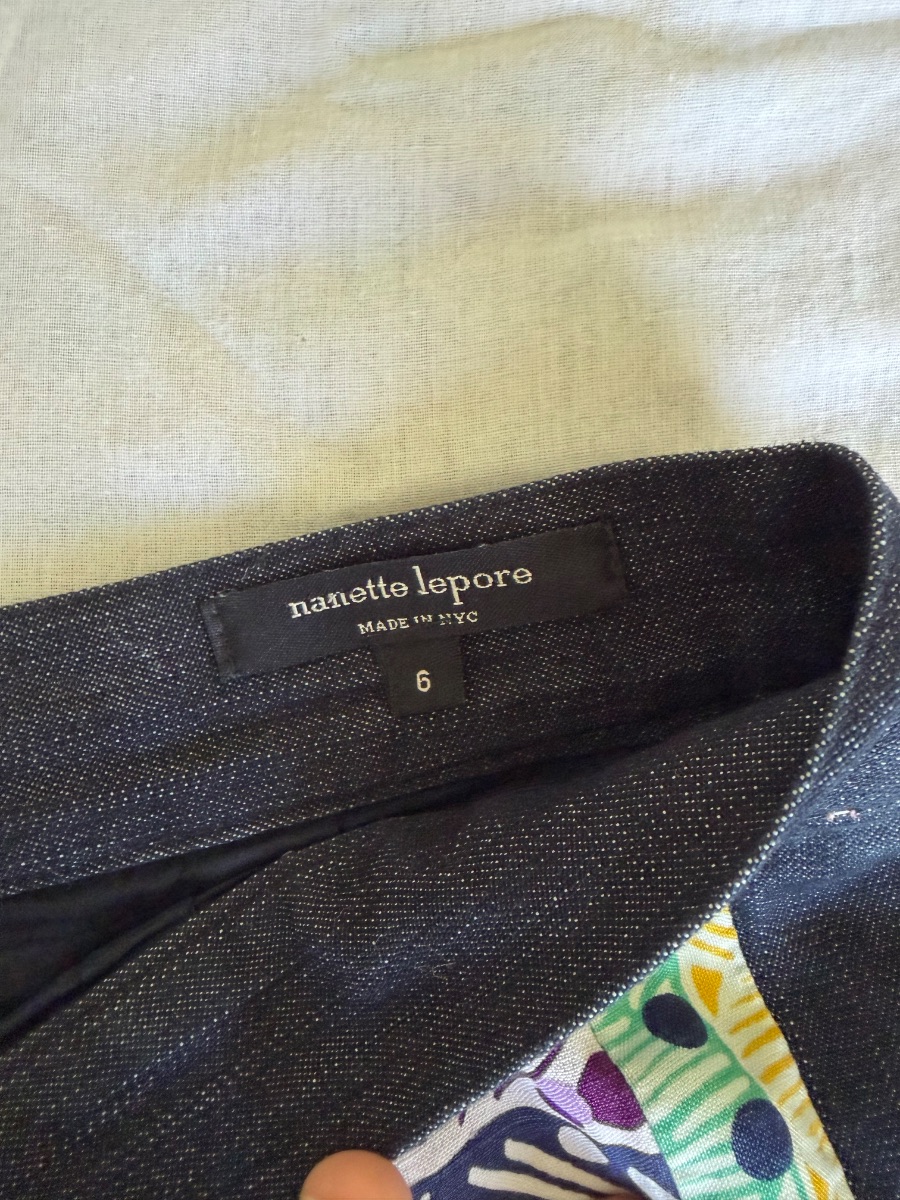 Nanette Lepore Denim and Batik Pencil skirt photo 3