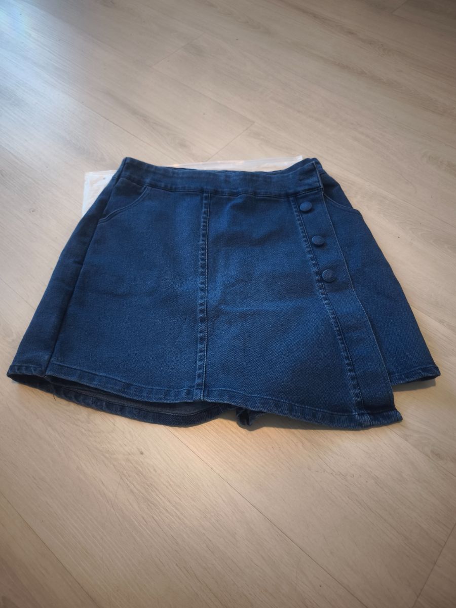 Kamin Asymmetric Denim Mini Skort photo 2
