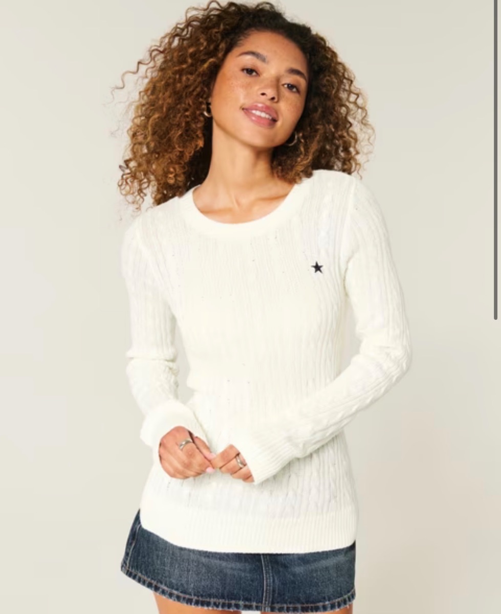 Hollister Cable knit star crew sweater