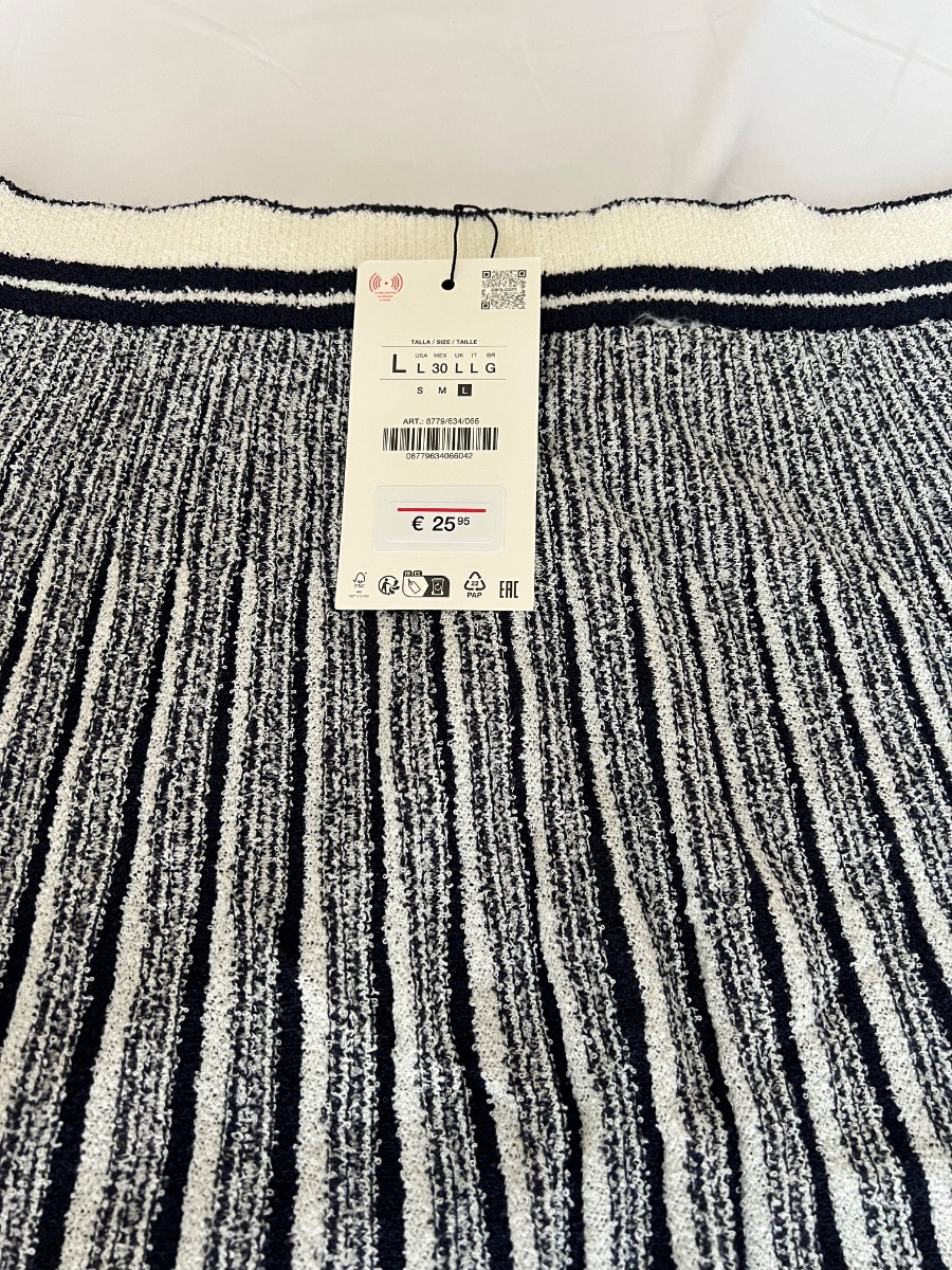 Zara Striped Knit Top & Midi Skirt Set – Size L – New With Tags photo 2