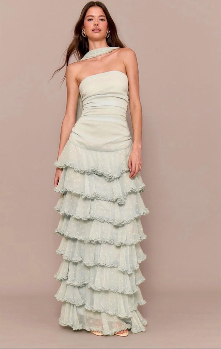 PLT SAGE GREEN RUFFLE DRESS photo 2