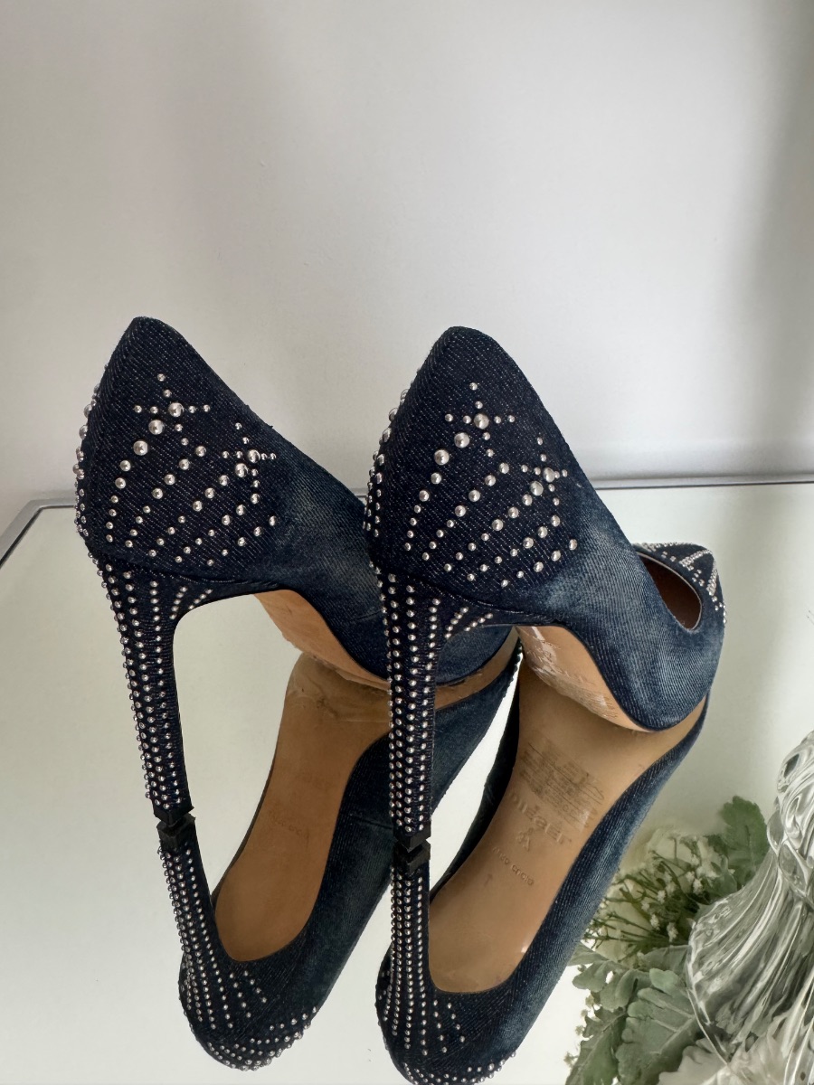 Diesel Picaresque Indigo Denim Studded Pumps photo 2