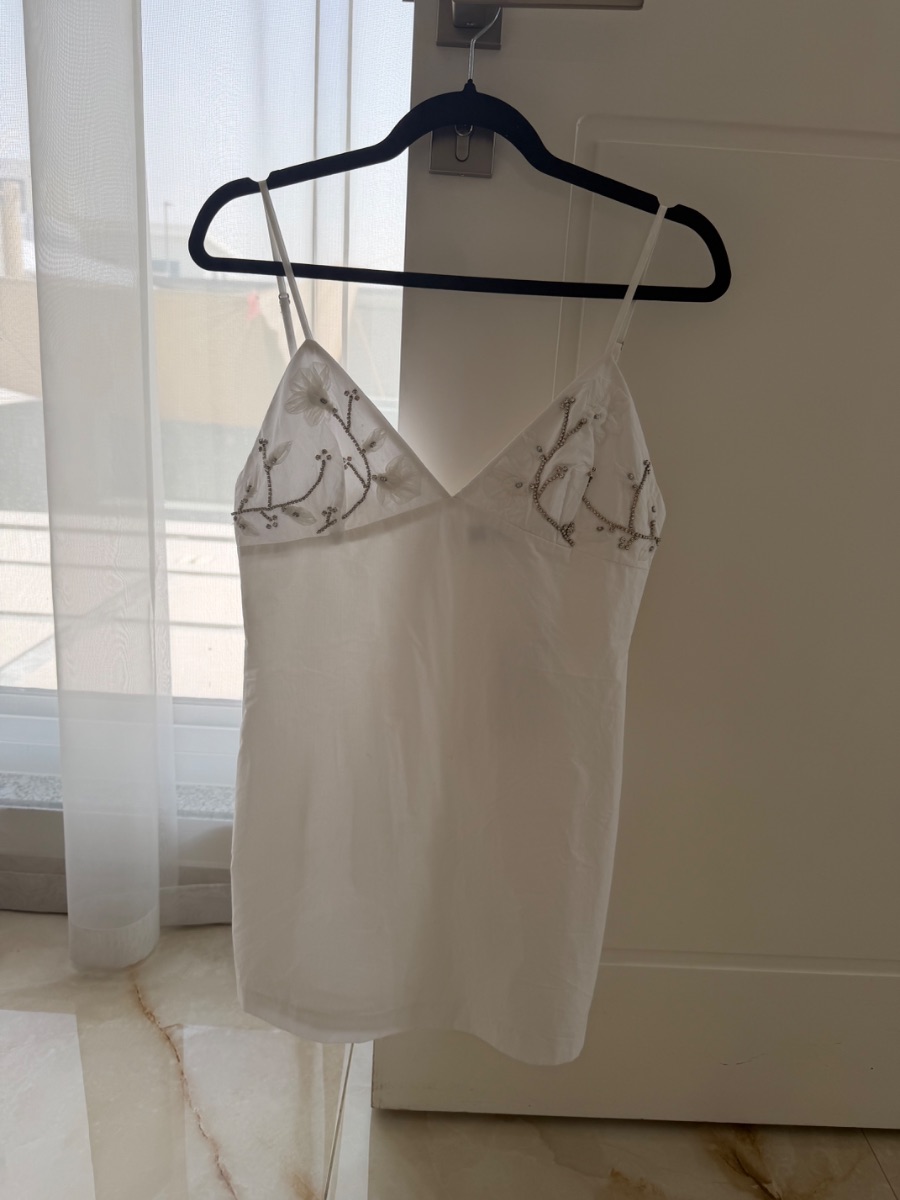 Zara White Embellished Cami Dress