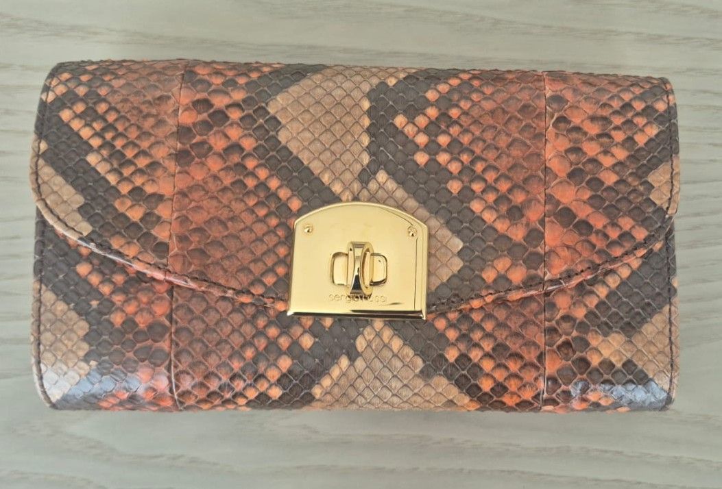 Sergio Rossi Python/Snakeskin Fold-Over Clutch photo 3