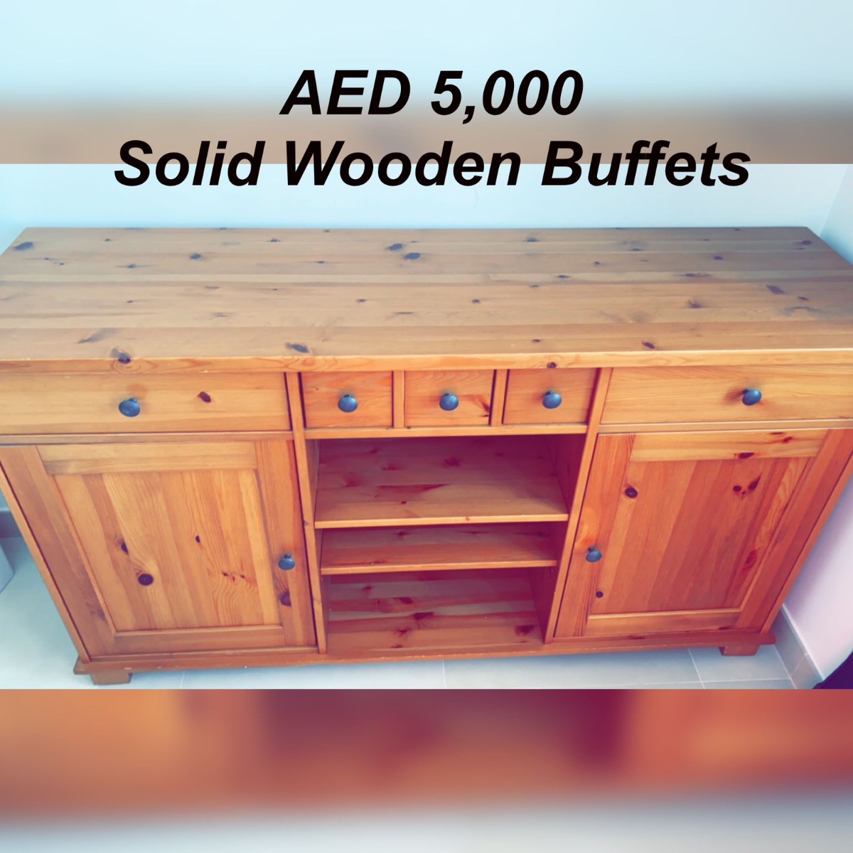 Pottery Barn Antique sold high end wood Buffet Spacious Storage Pouffet