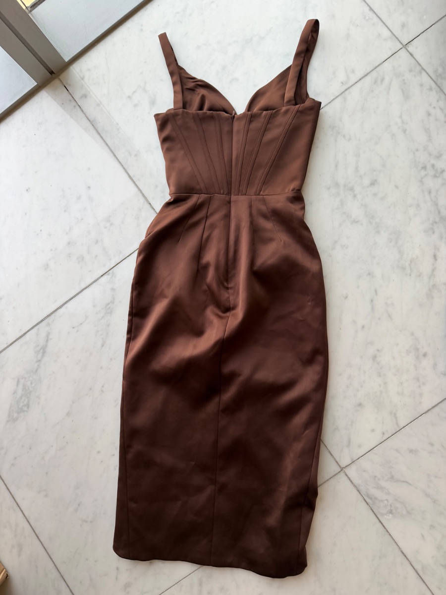 House of CB chocolate fitted medi dress photo 2