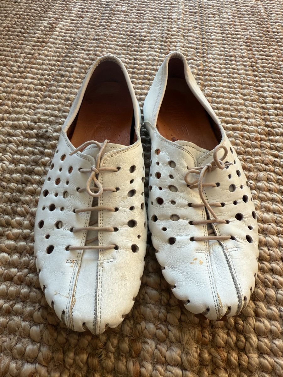 White Leather Holey Shoes UK6