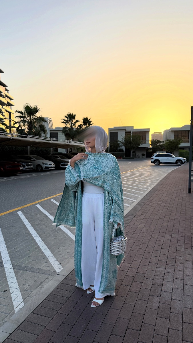 Madinah Pardas Pashmina mint blue abaya