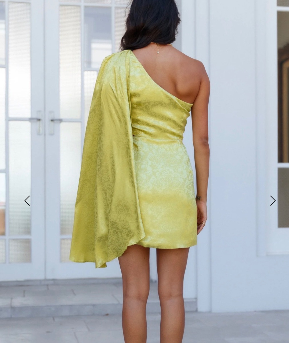 Runaway the label yellow satin dress photo 2