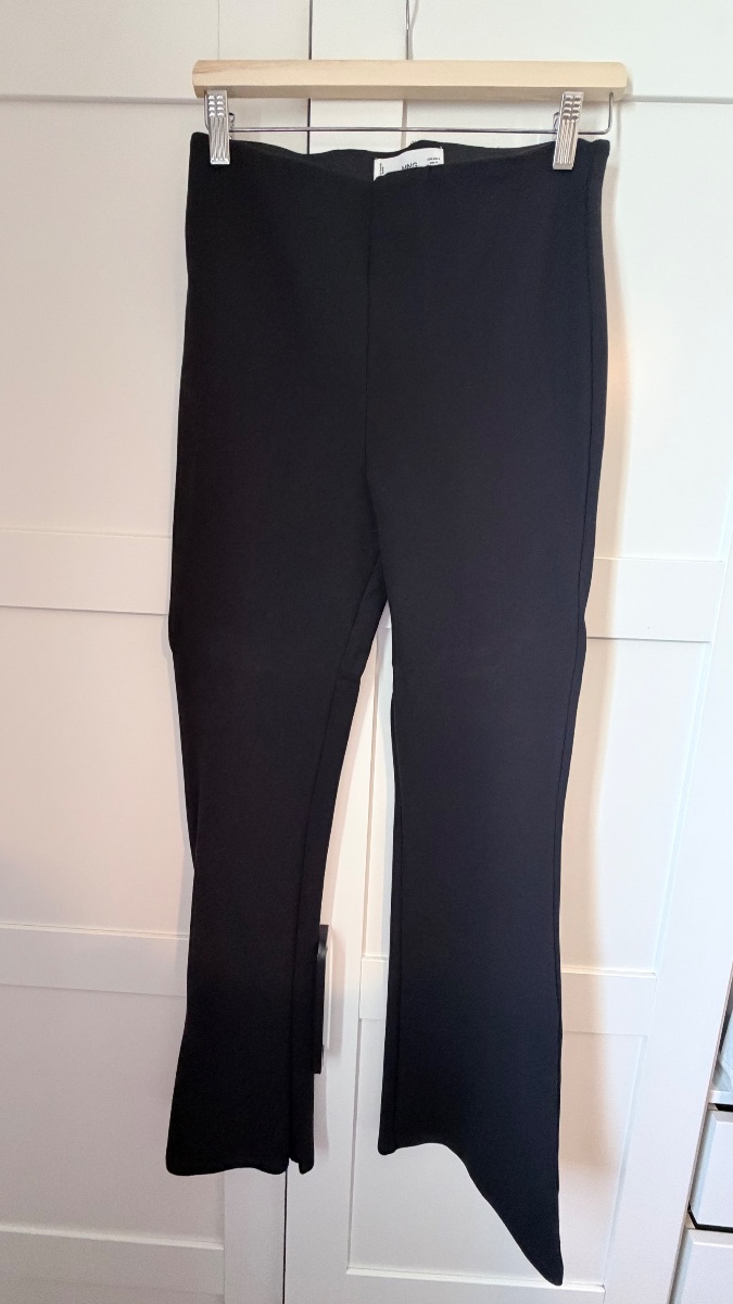 Mango Black Flared Trousers with Ankle Slits – Size L