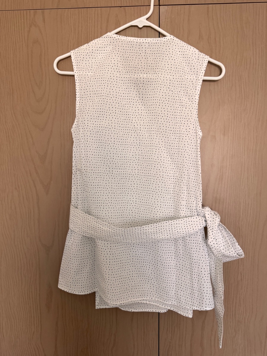 Mexx white polka dot wrap top with side tie photo 2