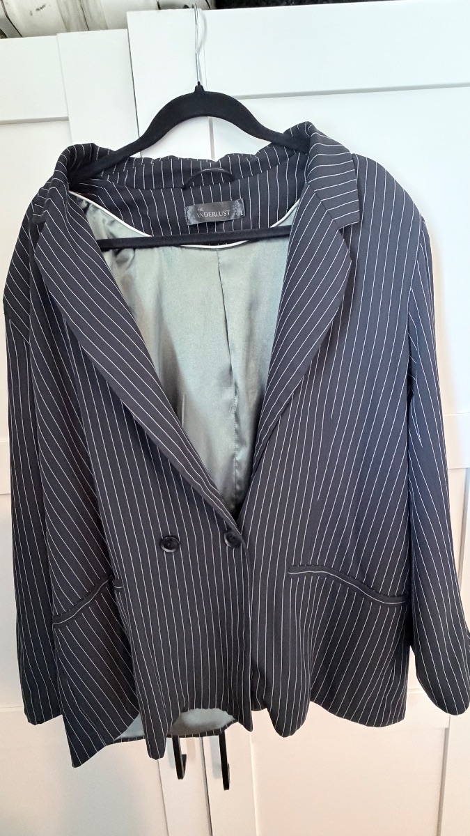 To Be Wanderlust Pinstripe Oversized Double-Breasted Blazer – Size L