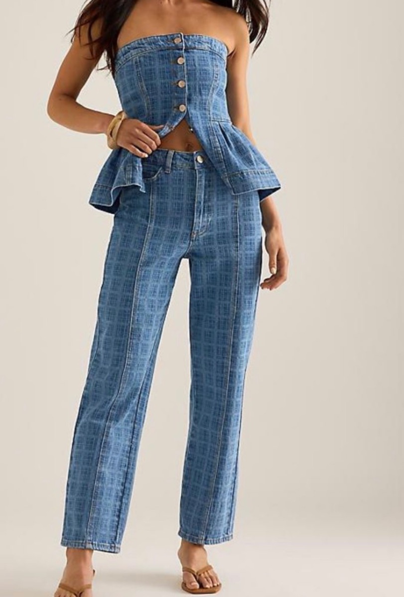 Damson Madder Tovie Laser Check Denim Co-Ord Set – Top & Jeans (UK 14) photo 3