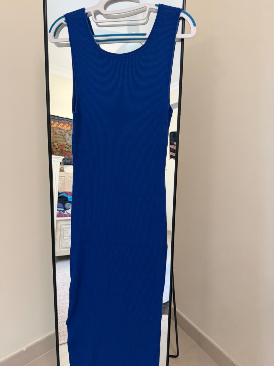 Mango Blue Knitted cotton dress photo 3