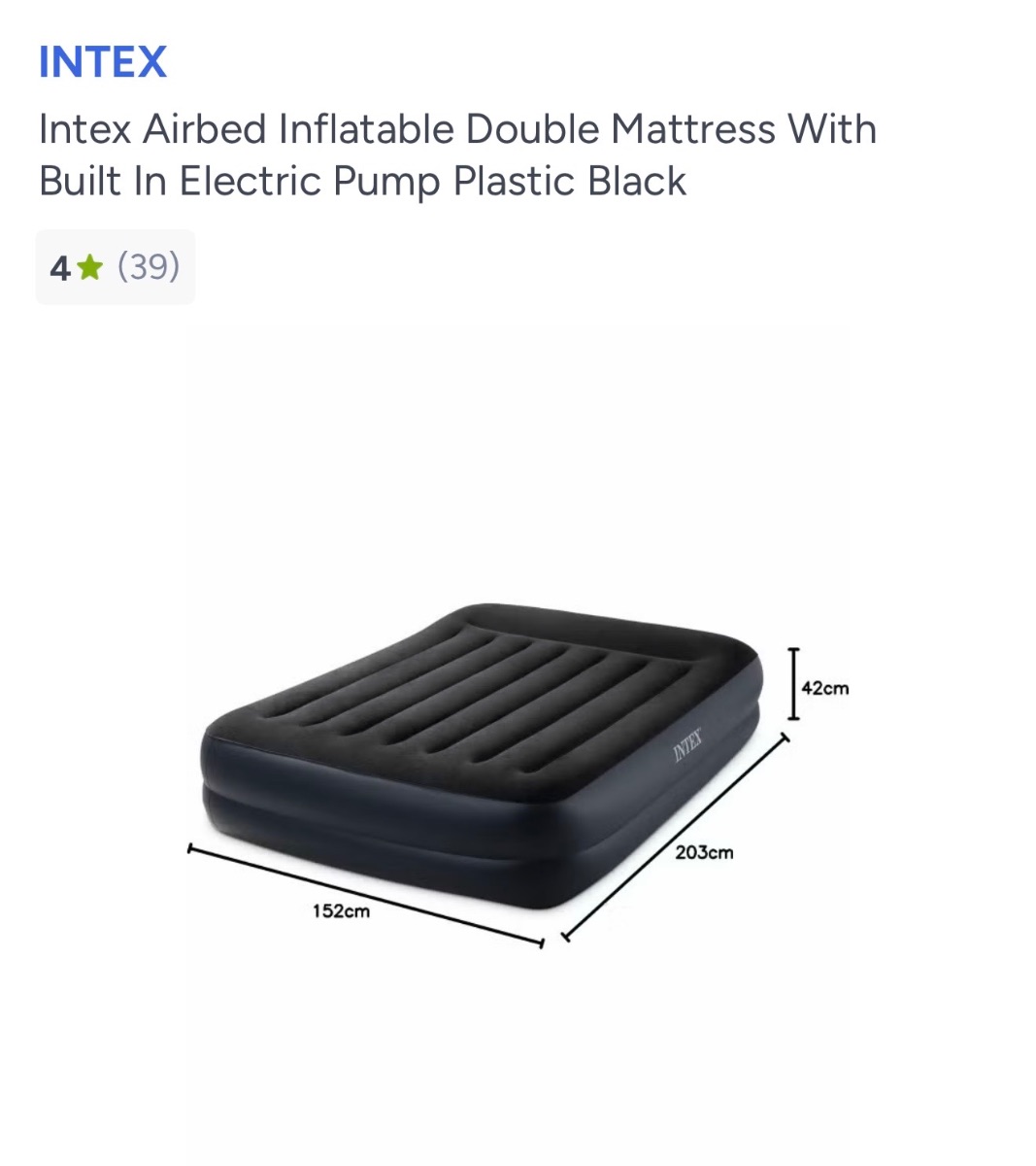 Intext Double Blow-Up Bed - Built in Pump photo 3