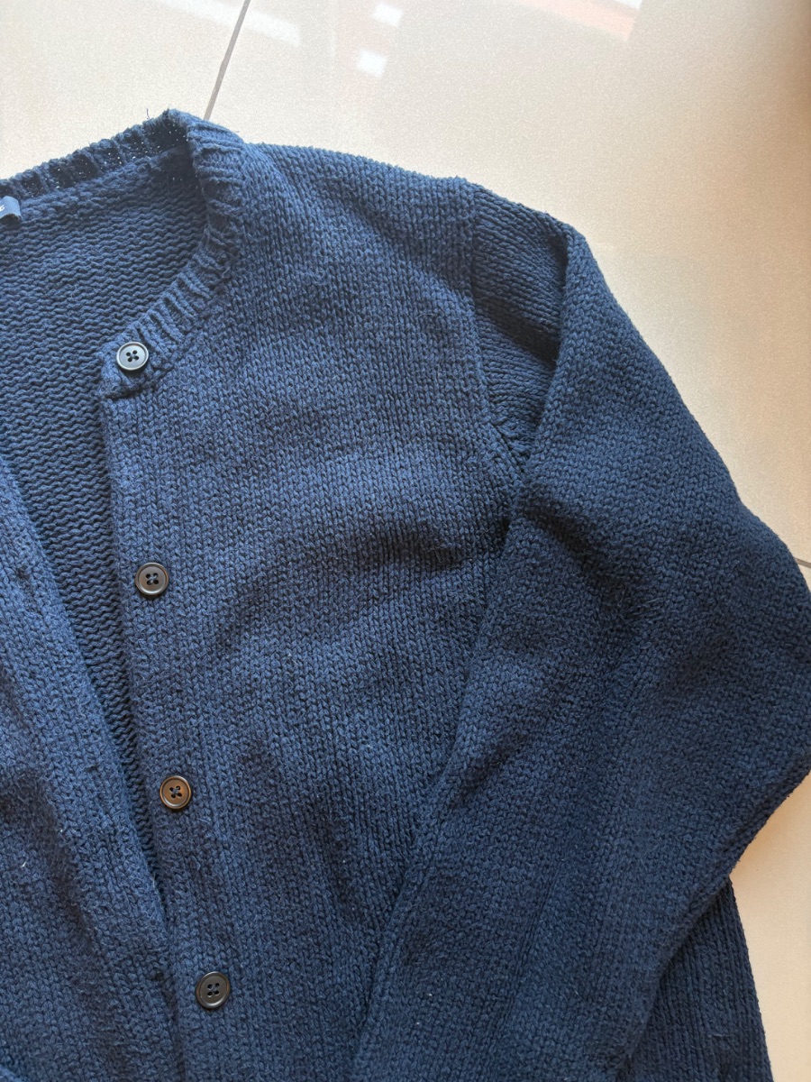 Brandy Melville navy blue woven button up cardigan photo 3