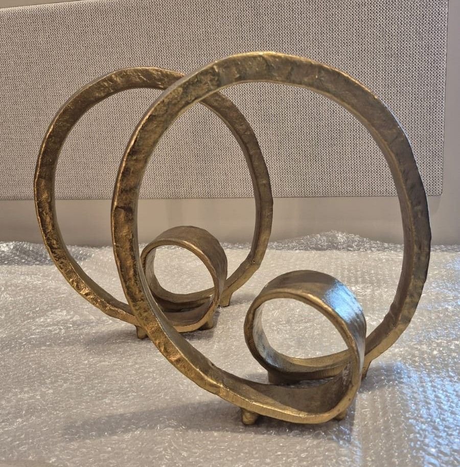 Abstract Metal Ribbon Swirl Sculptures