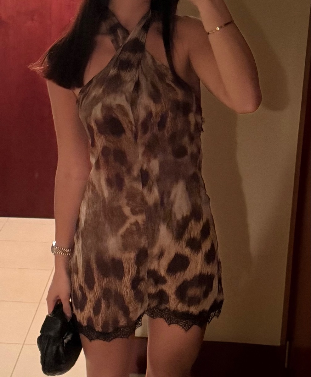 Pretty Little Thing Leopard print lace dress mini