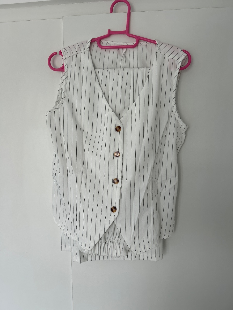 SHEIN White Striped Trouser Co-Ord