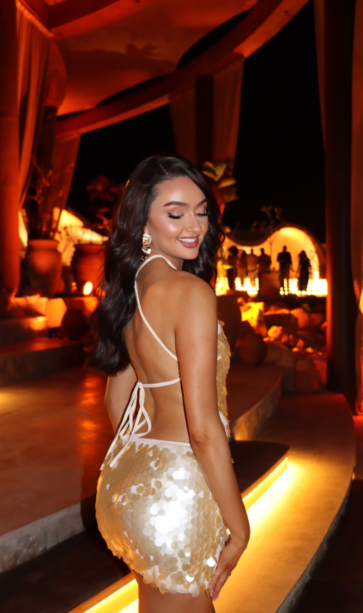 Shein Gold Sequin mini skirt and top photo 2