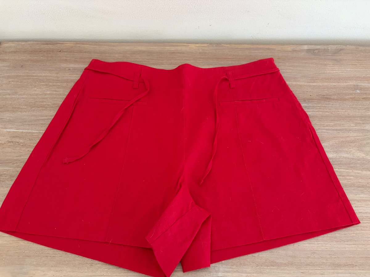 Mango Red linen shorts