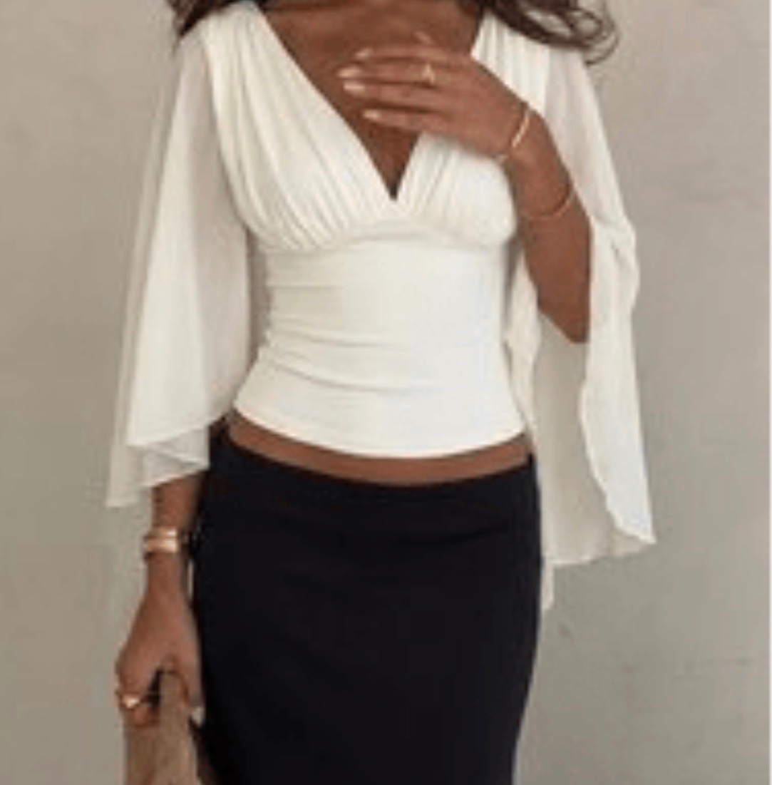 Shein Off-White Long Sleeve Top