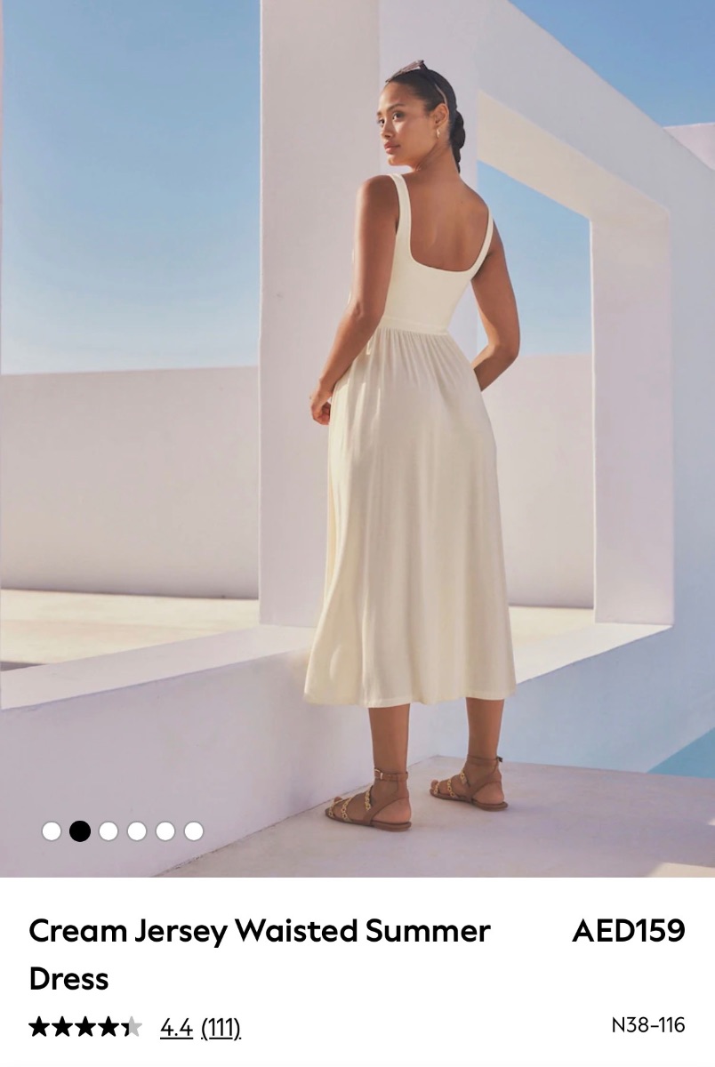 Next Cream Jersey Waisted Summer Dress photo 2