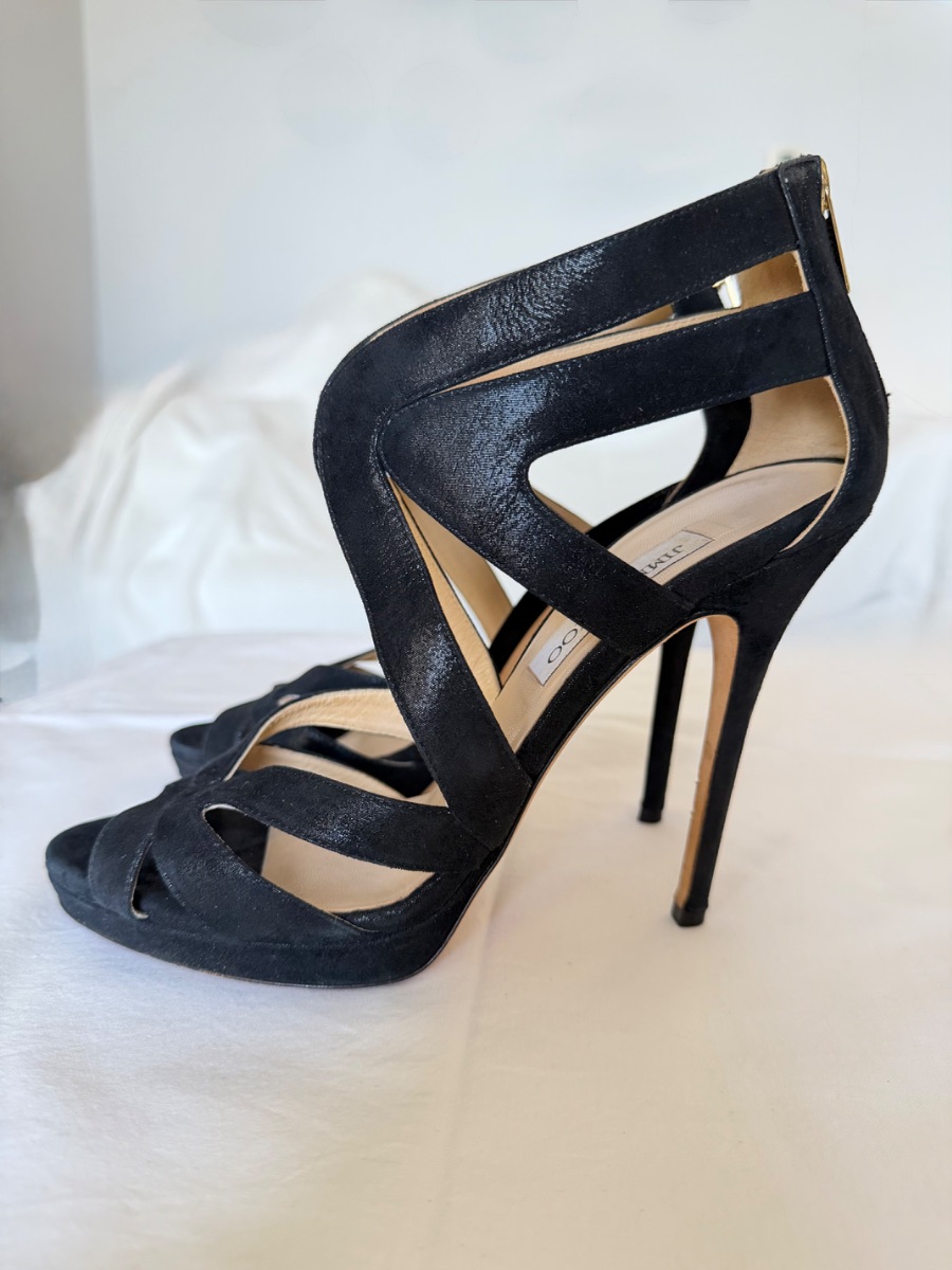 Authentic Jimmy Choo Black Cut-Out Sandals – Size 39.5